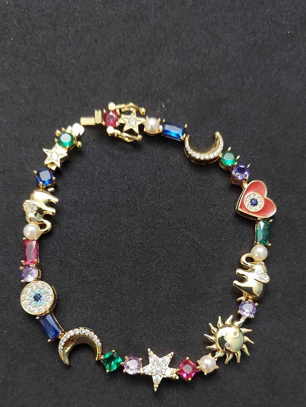 Kate Spade Gold-Tone Multicolor Celestial & Charm Bracelet - Women Jewelry - Picture 5 of 11